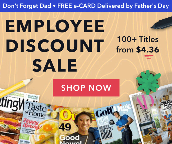 employee discount magazine sale